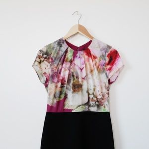 Ted Baker Ceyara Dress Black floral shift sheath dress